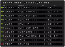 Departures from Düsseldorf Airport DUS